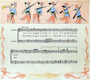 "As-tu vu la casquette", Melodie und Klavierbegleitung