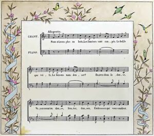 "Nous n'irons plus au bois", Melodie und Klavierbegleitung