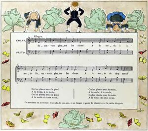 "Savez-vous planter les choux?", Melodie und Klavierbegleitung